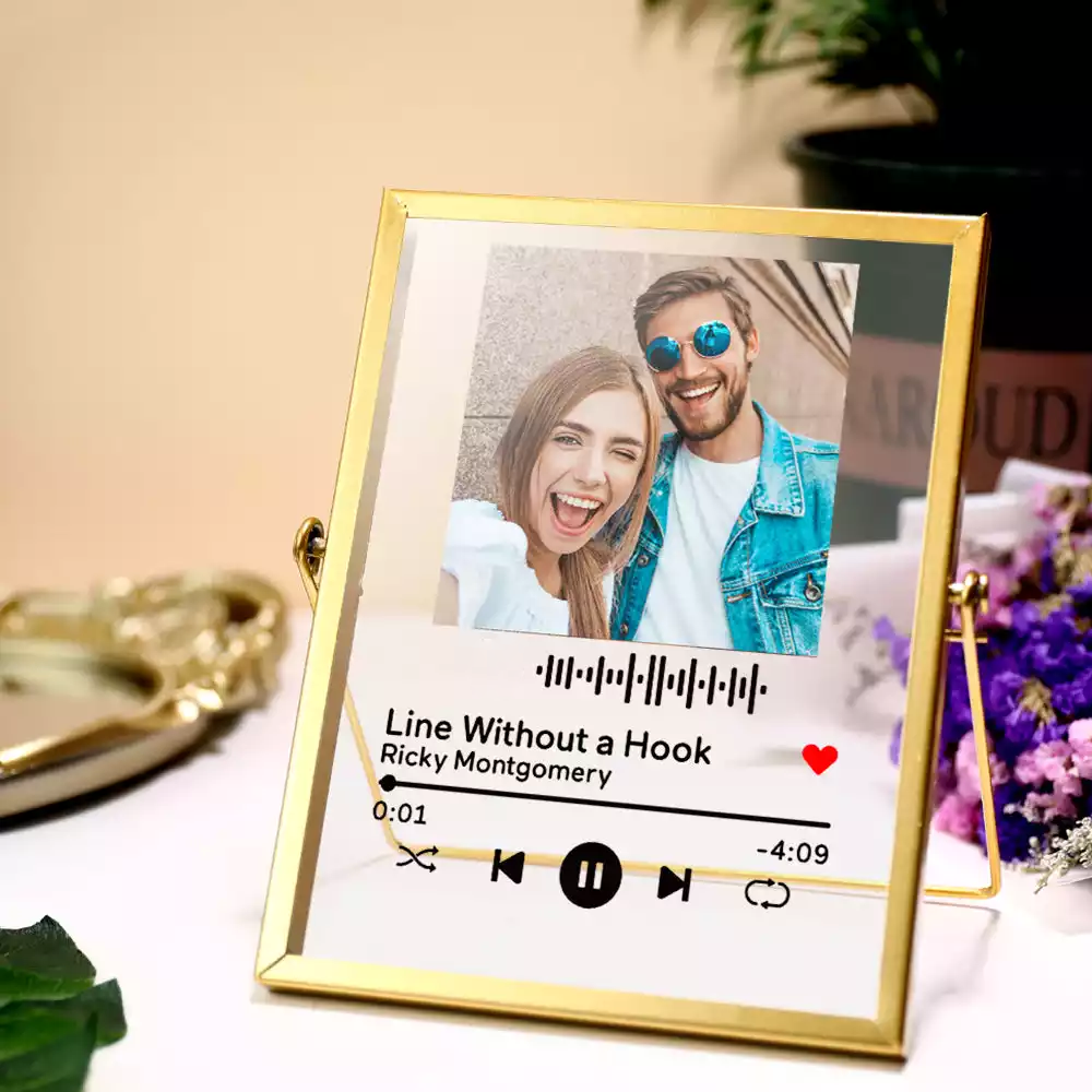 Personalized Music Code Music Plaque with Golden Frame Gift Idea For Friend