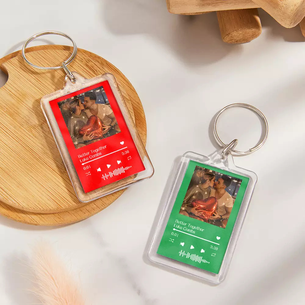Gift For Lover Custom Music Glass Code Keychain 14 Colors Available