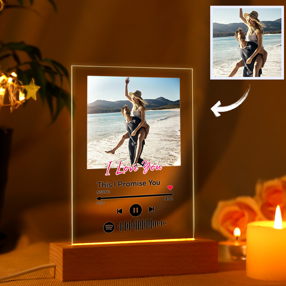 Custom Spotify Glass Code Acrylic Keychain/Plaque/Night Light Gift For Her