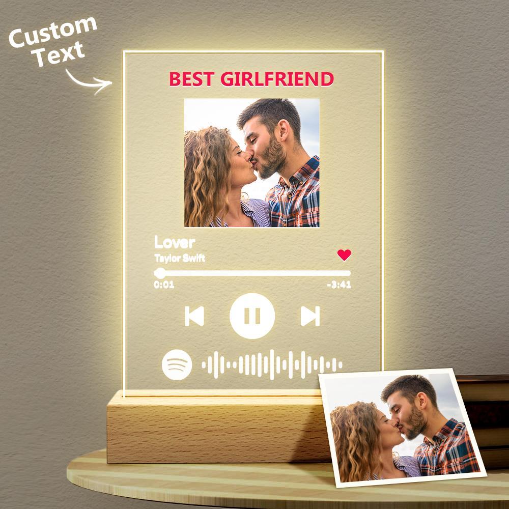 Custom Photo Keychain Spotify Code Plaque Scannable Music Personalized Acrylic NightLight BestGirfriend Gift