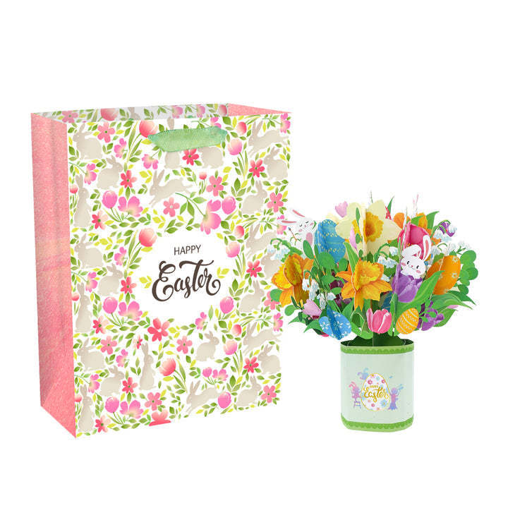Bunny Bouquet Card with Easter Flowers Bag