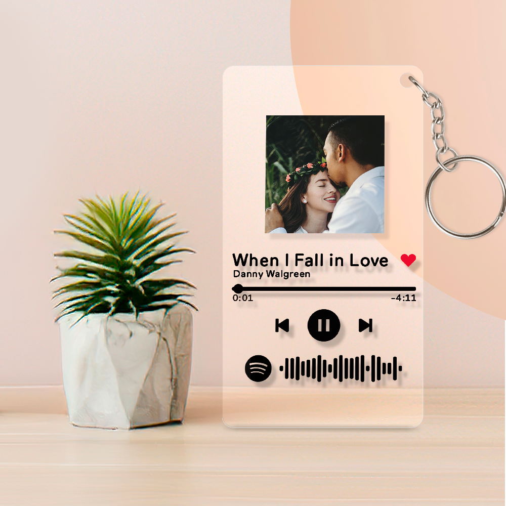 Custom Spotify Code Music Plaque Keychain Anniversary Ideas Gifts for Girlfriend