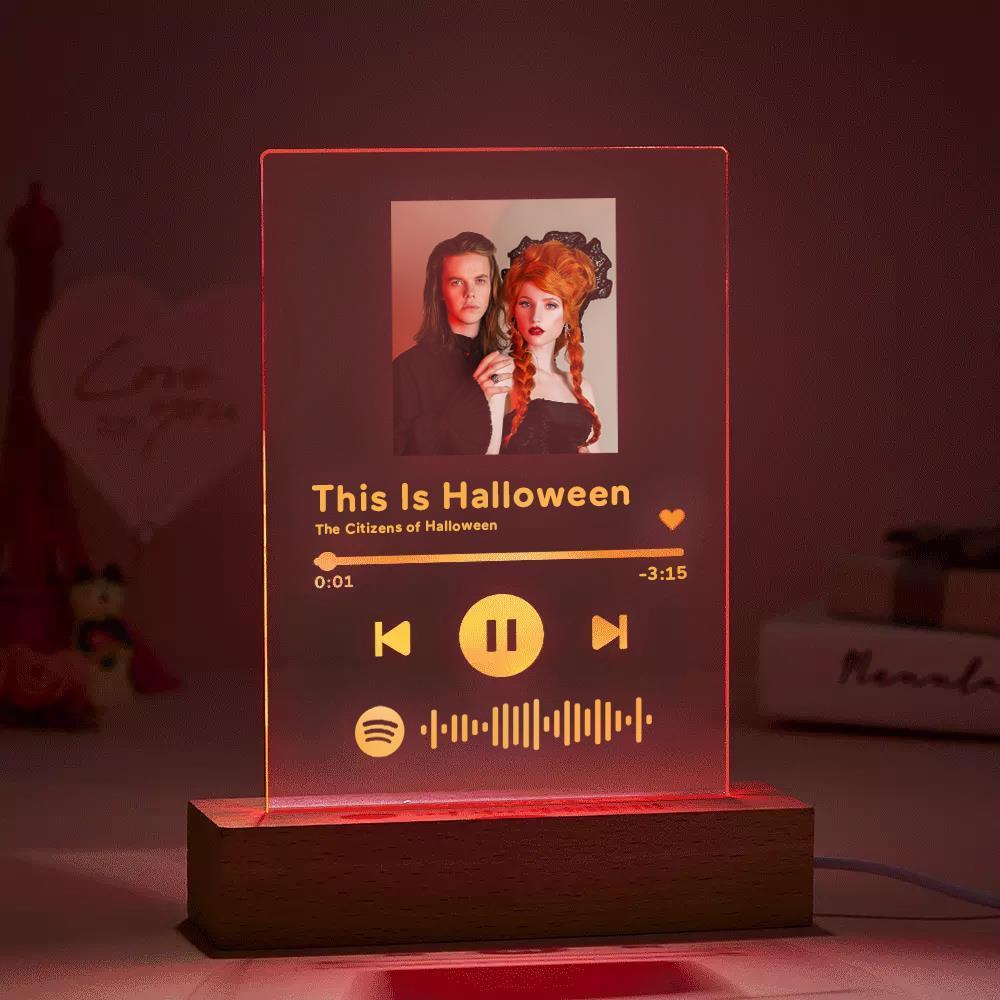Halloween Gift Custom Spotify Glass 7 Colors Nightlight Music LED Lamp Gift for Her