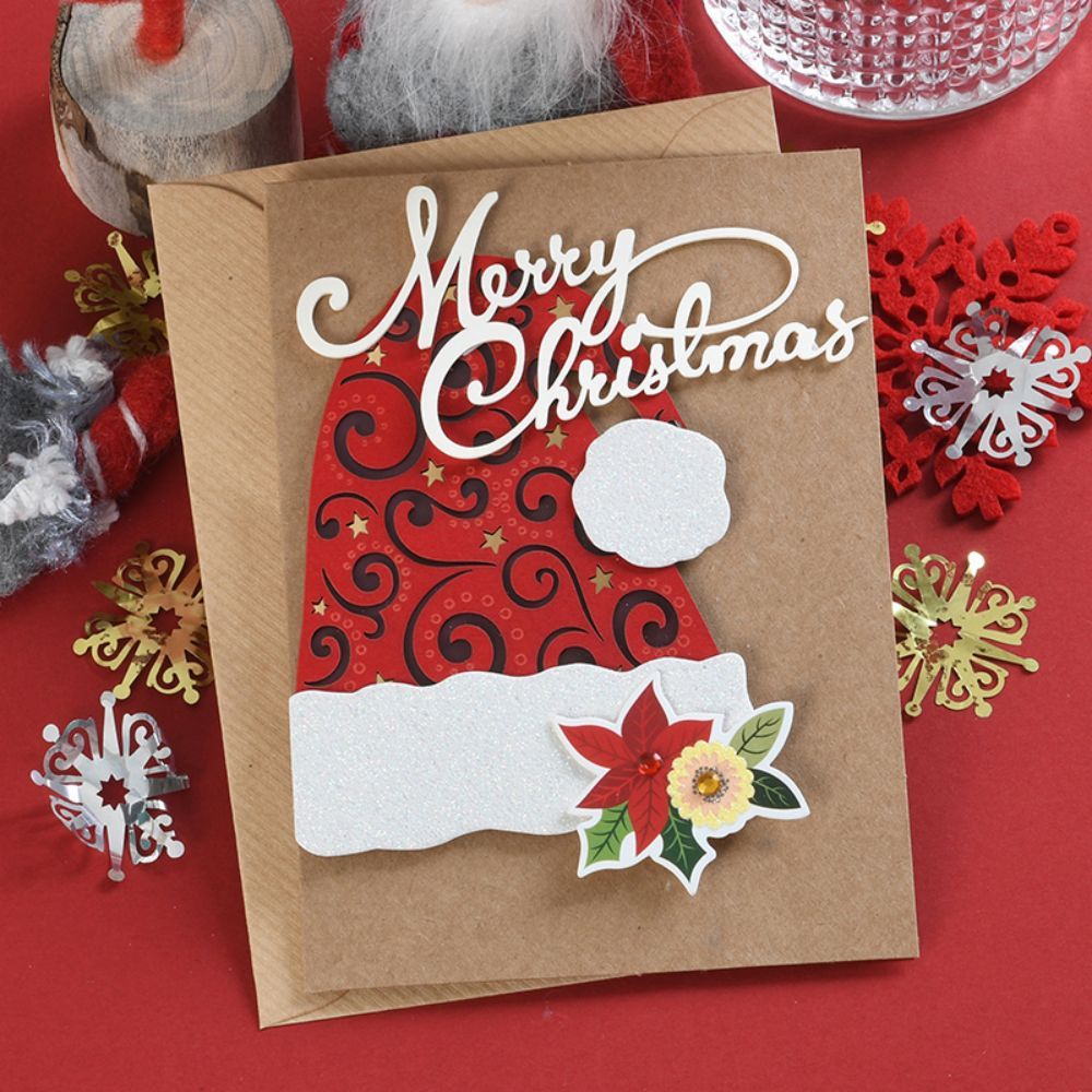 Santa Hat Christmas fruit Greeting Card Gift for New Year Xmas