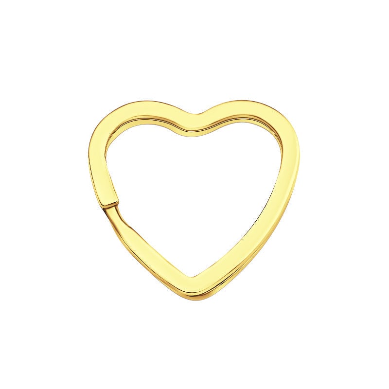 Key Rings Gold Heart Heart-Shape Flat Key Ring Metal Split Parting Key Ring Gold
