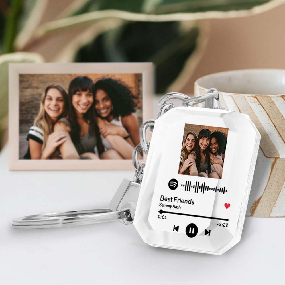 Custom Spotify Code Crystal Keychain Photo Keychain Gifts For Friends