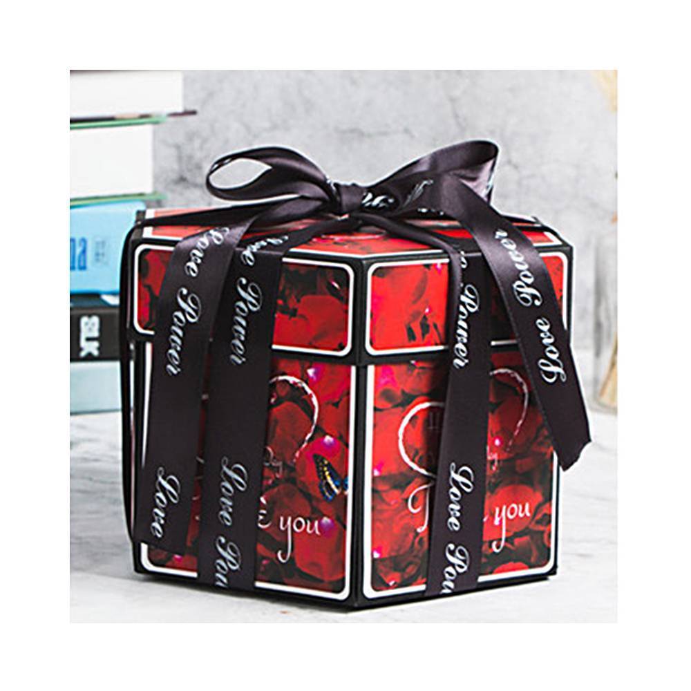 Christmas Box Diy Photo Box Hexagon Multi-layer Explosion Box - Red Rose