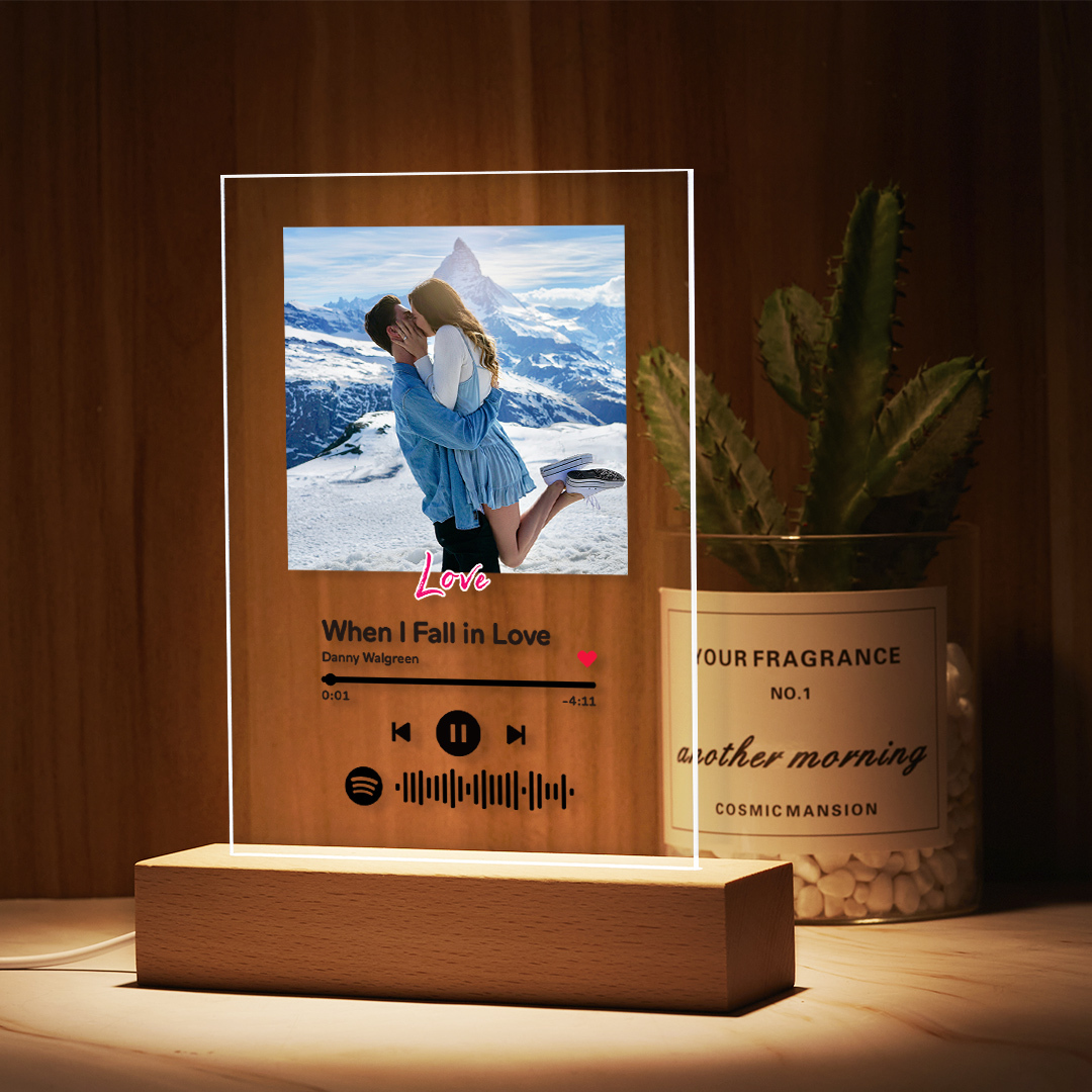 Gift For Her Custom Spotify Code Acrylic Plaque/Night Light/Keychain