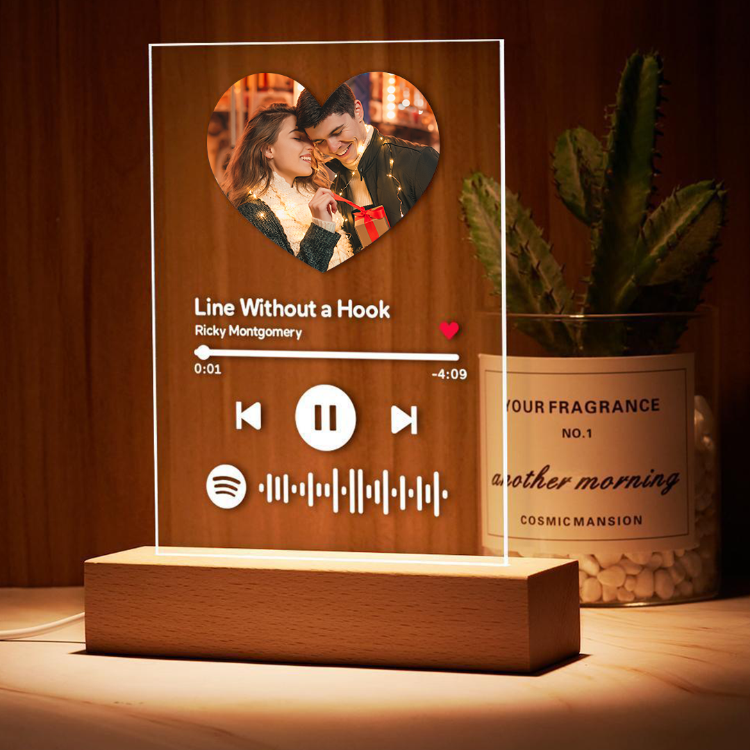 Custom Spotify Glass Night Light/Plaque/keychain Spotify Music Plaque With Picture & Night Light, Custom Spotify Keychain- Heart Shaped