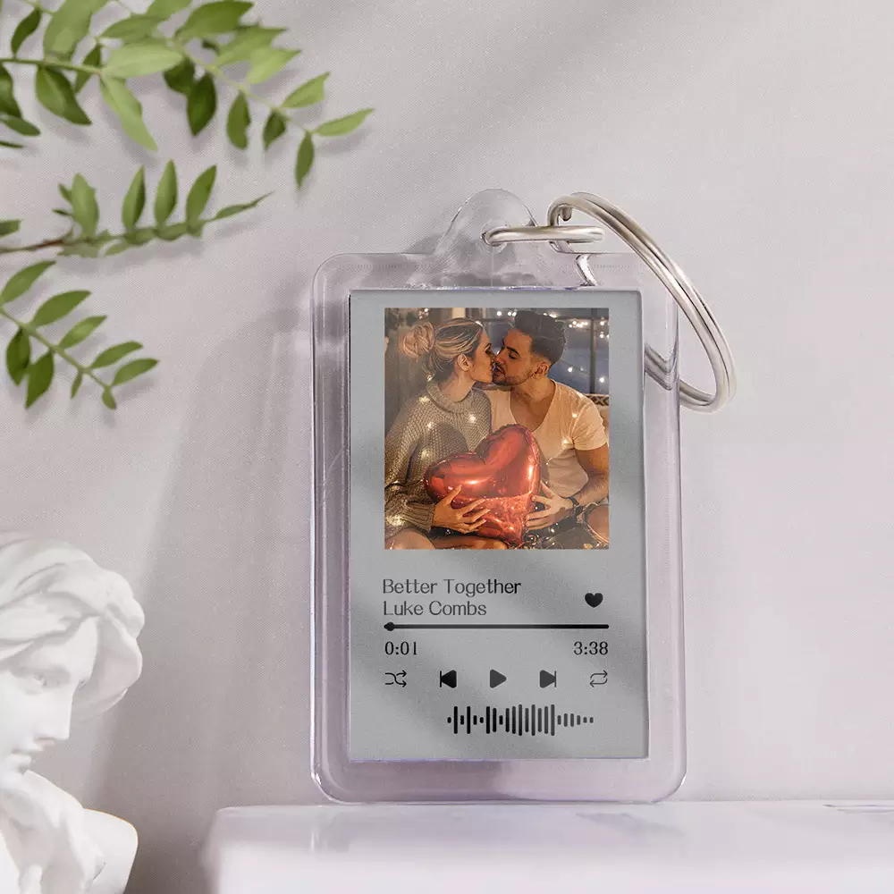 Gift For Lover Custom Music Glass Code Keychain 14 Colors Available