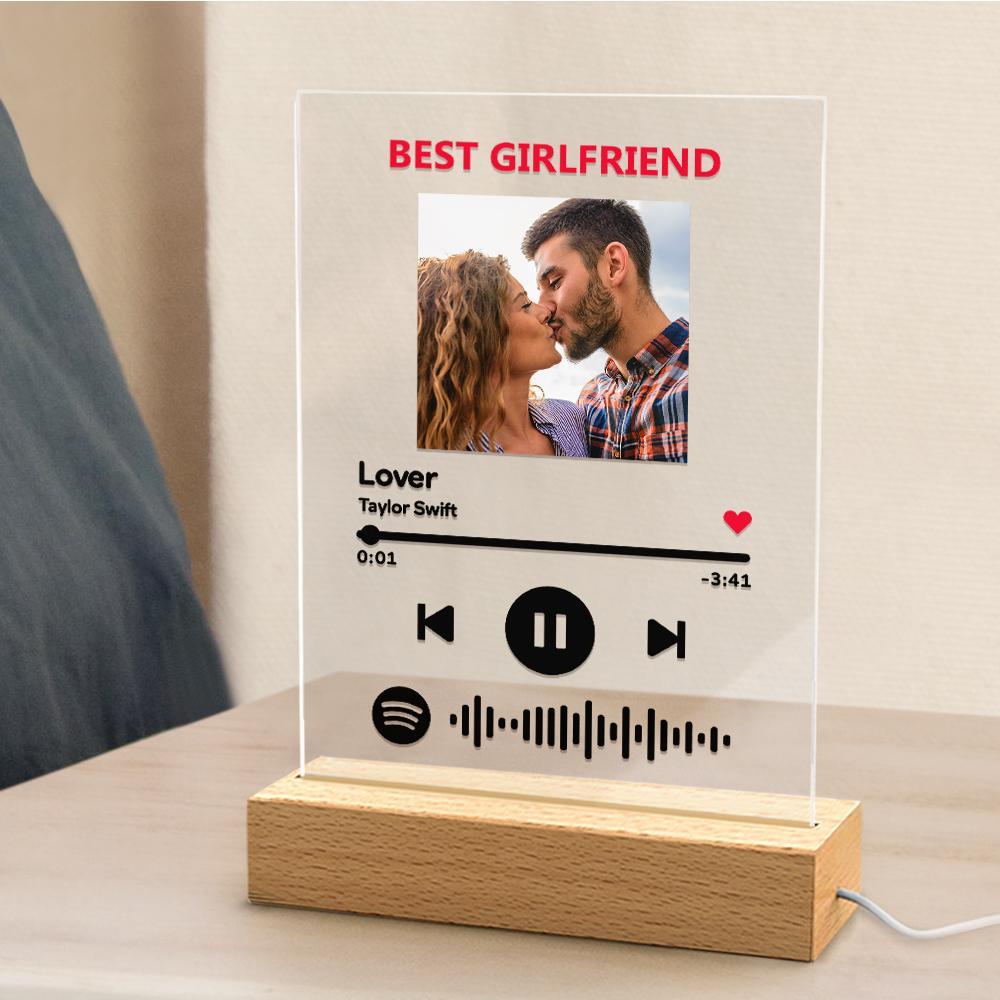 Custom Photo Keychain Spotify Code Plaque Scannable Music Personalized Acrylic NightLight BestGirfriend Gift