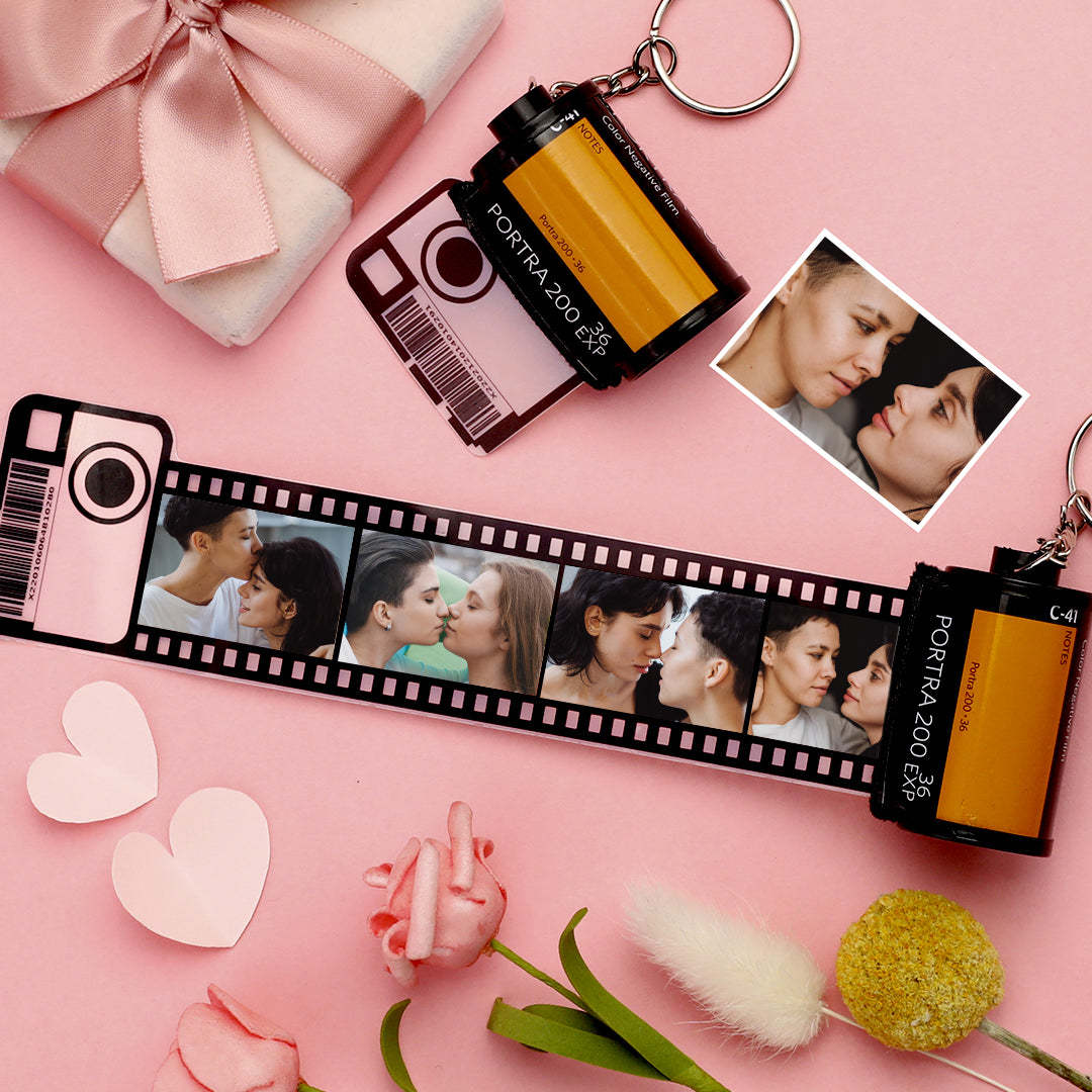 Gift for LGBT Custom Personal Film Roll Keychain Multiphoto Camera Roll Keychain	 Custom Rainbow Gifts