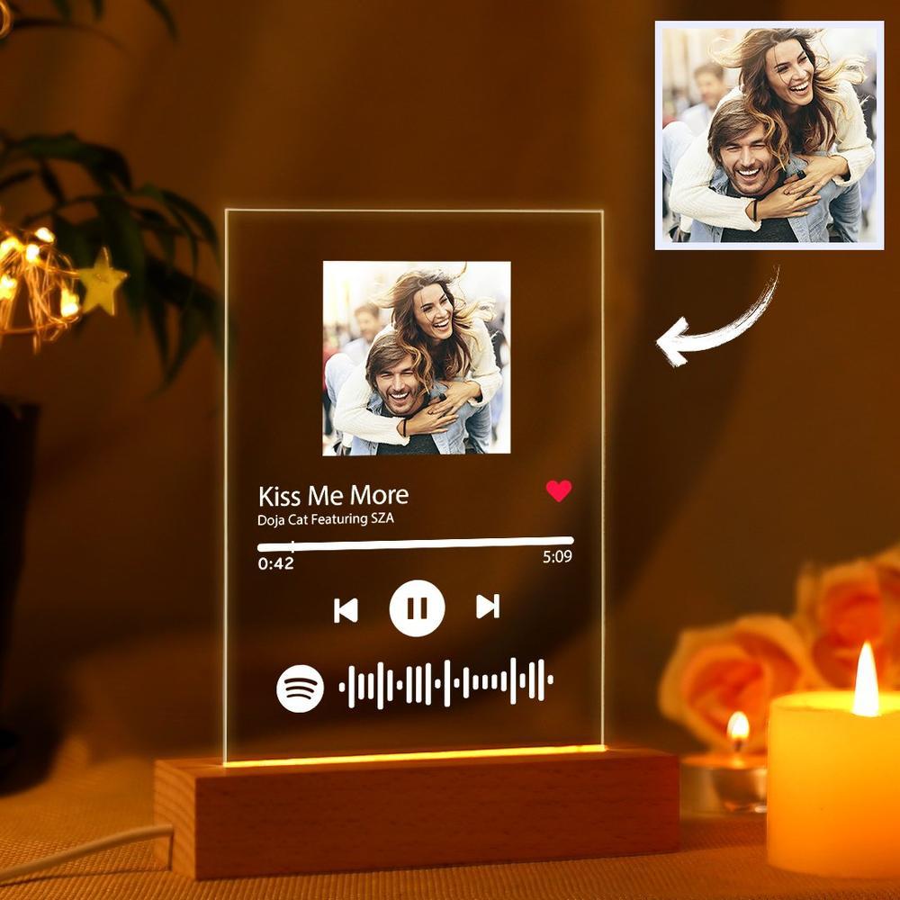 Custom Spotify Glass 7 Colors Night Light Music LED Lamp Gift for Father