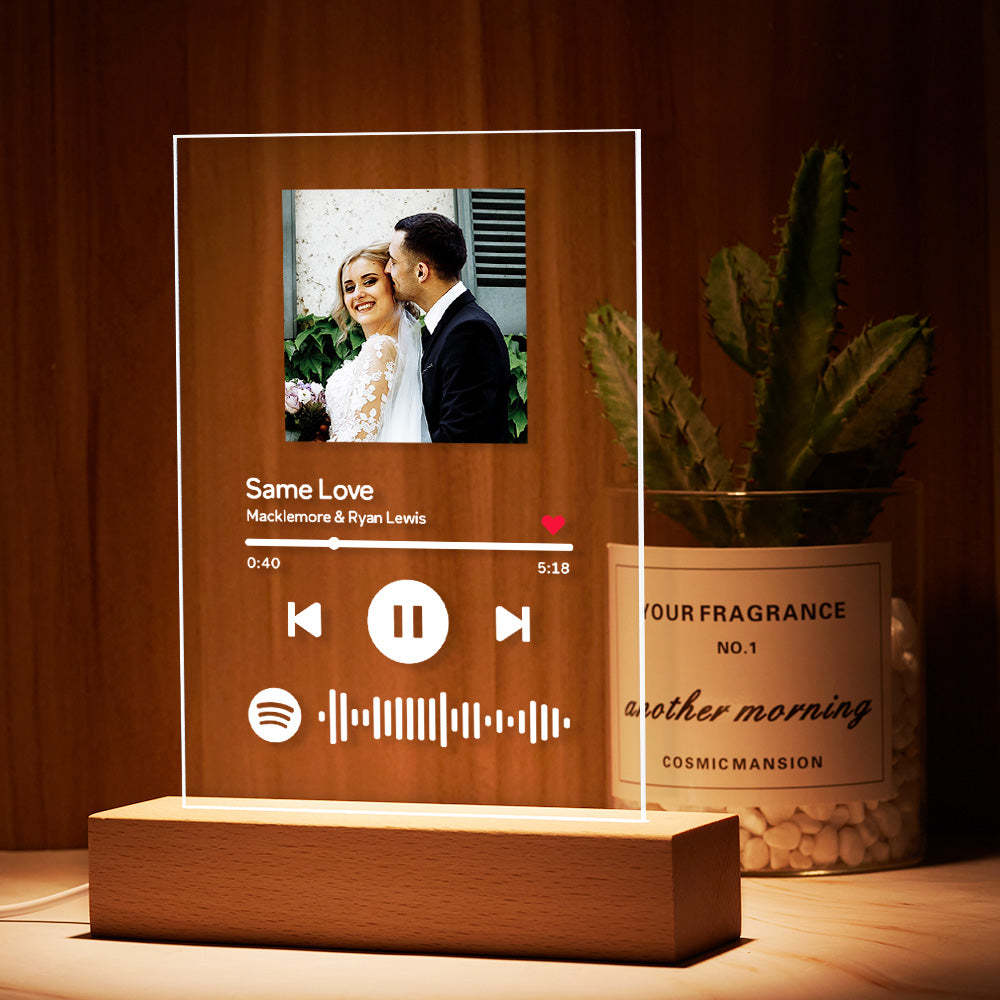 Custom Spotify Glass Music Code Night Light Wedding Gifts