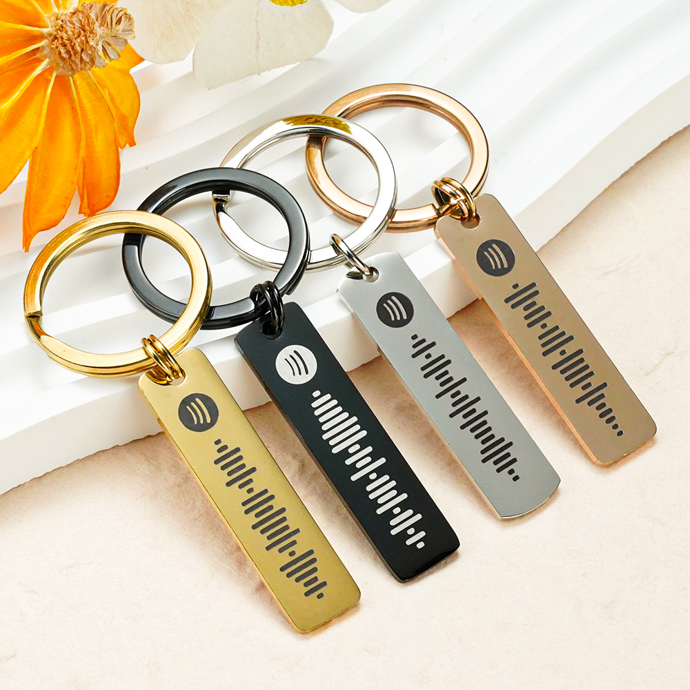 Custom Spotify Code Music Keychain for her