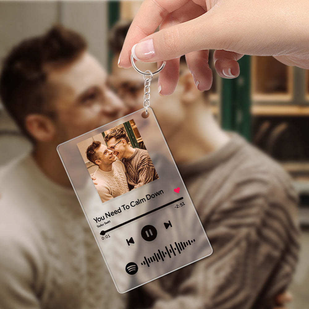 Gift For LGBT- Custom Scannable  Spotify Code Music Acrylic Glass Keychain	 Custom Rainbow Gifts