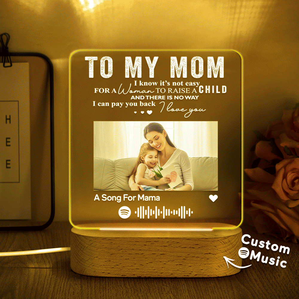 Father's Day Gift Personalized Music Plaque Photo Night Light Song Plaque Custom Photo Lamp Music Code Engagement Gift for Dad