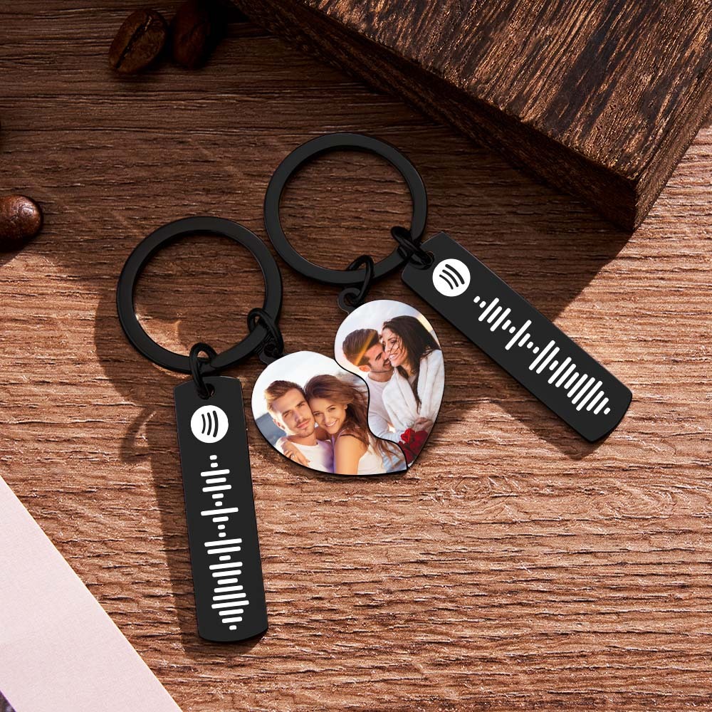 Custom Spotify Code Keychain Custom Name in Heart Shape Keychain  for Her