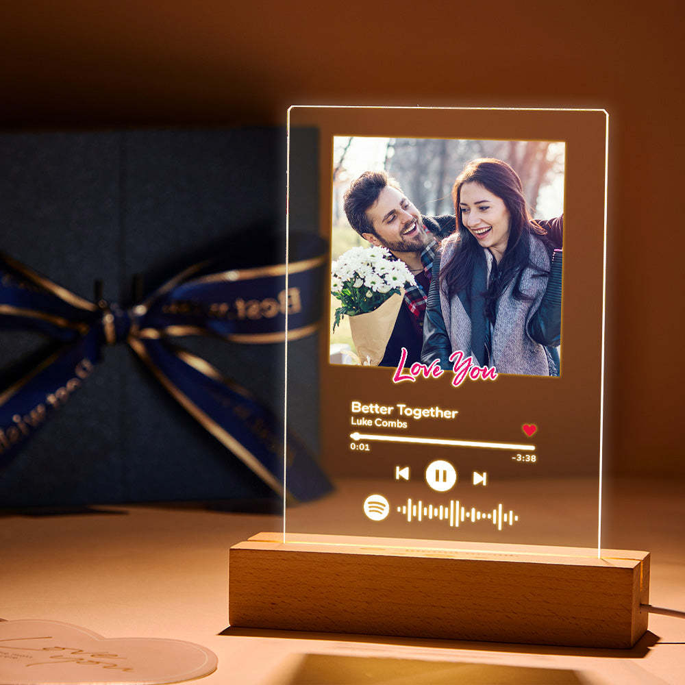 Custom Spotify Code Acrylic Night Light Engraved Gift