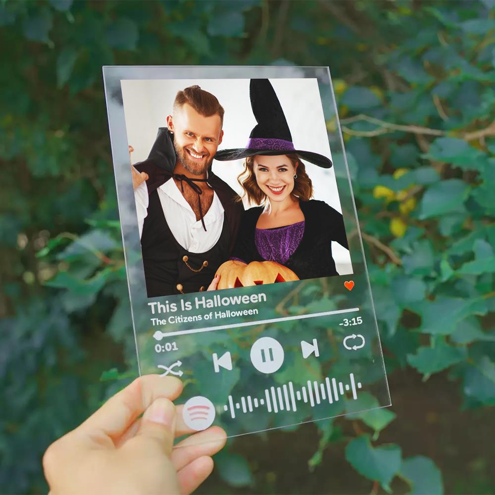 Custom Spotify Code Song Art Glass Acrylic Plaque 3 Sizes Halloween Gift