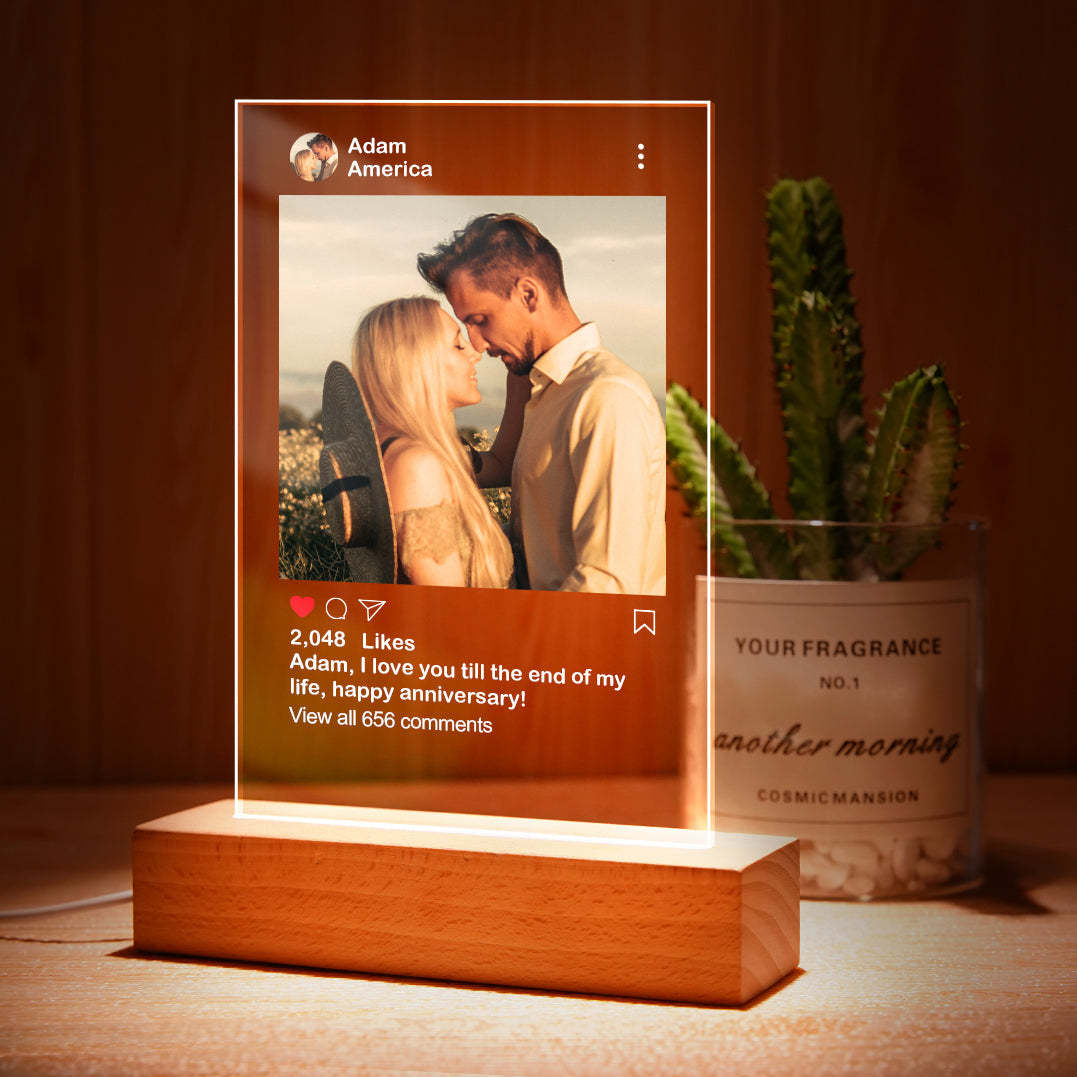 Custom Instagram Homepage Glass Night Light Gifts for Her