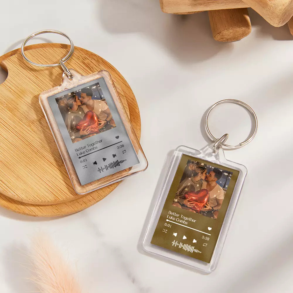 Gift For Lover Custom Music Glass Code Keychain 14 Colors Available