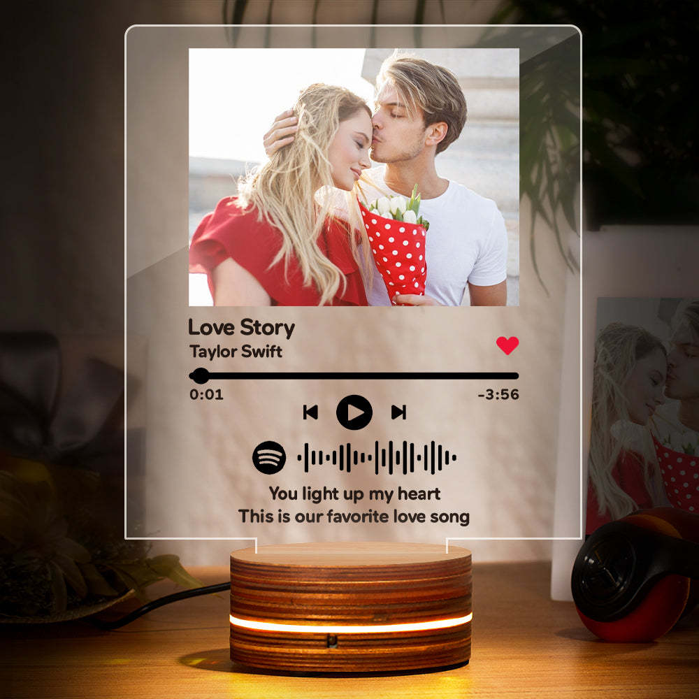 Custom Photo Spotify Code Night Light Music Plaque Night Light Romantic Gift