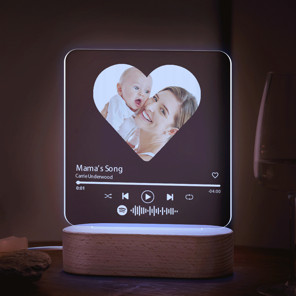 Custom Spotify Code Heart 7 Color Lamp Acrylic Music Plaque Night Light Gift For Mother