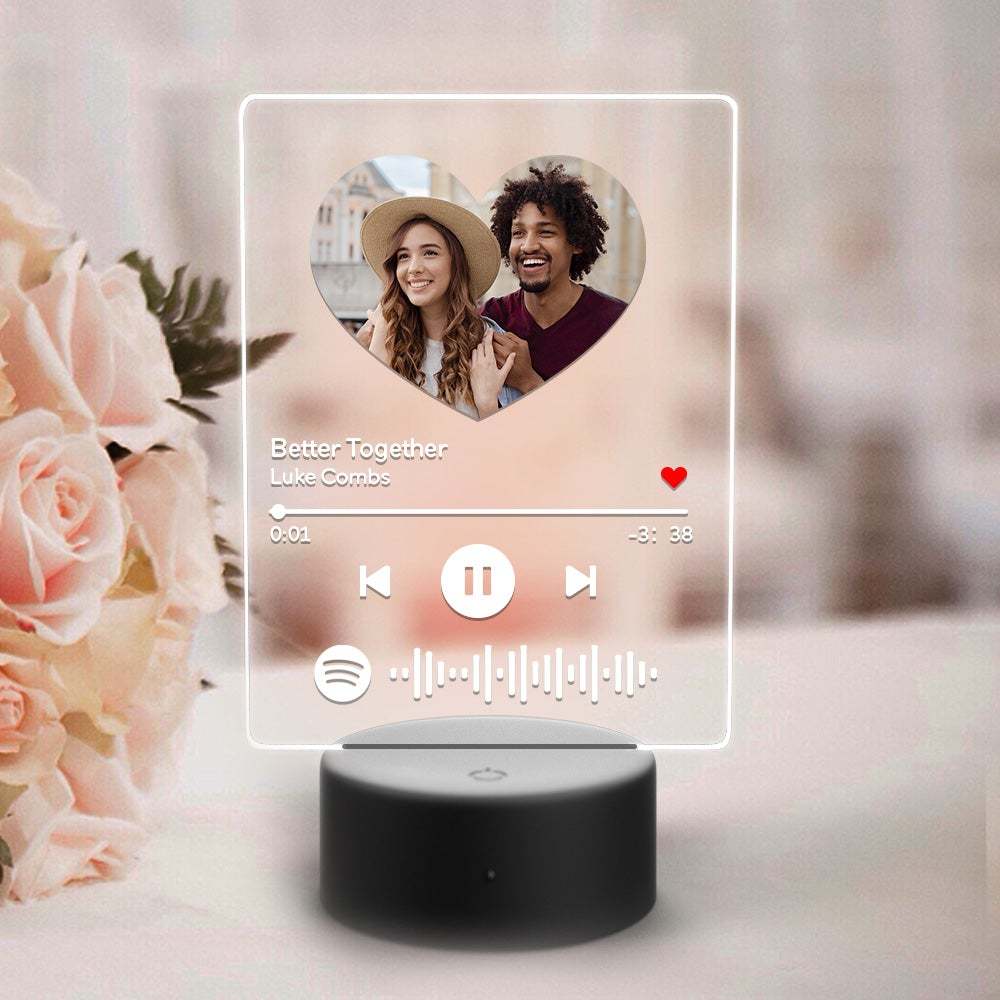 Scannable Heart Shaped Custom Photo Spotify Night Light 7 Colors For Couple
