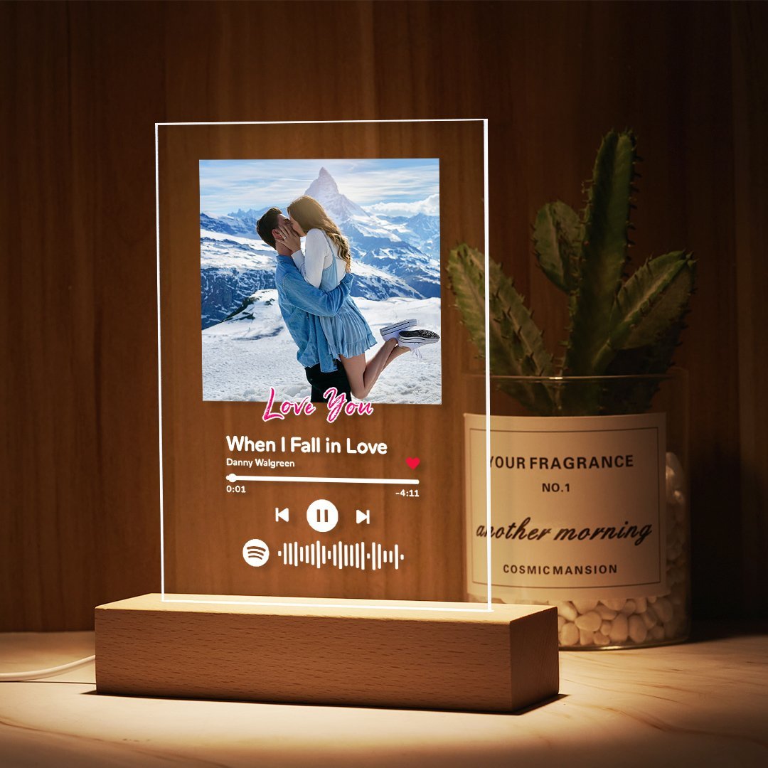 Custom Spotify Glass Code Night Light/Keychain/Plaque Gift For Her