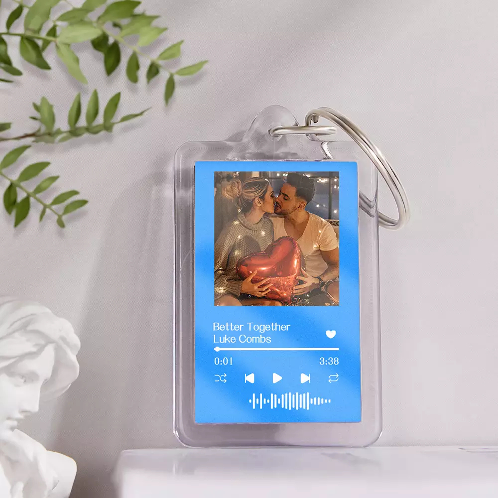 Gift For Lover Custom Music Glass Code Keychain 14 Colors Available