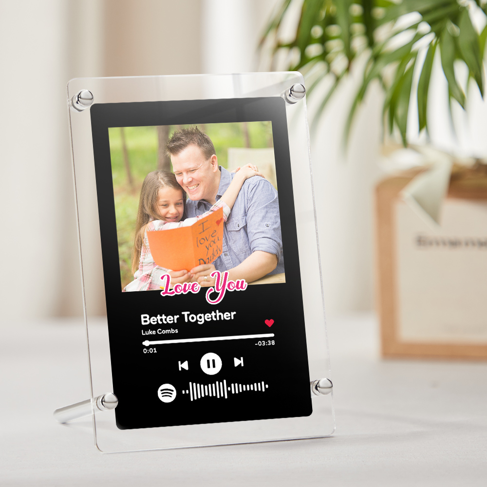 Custom Music Photo Frame For Dad Personalized Font Fashion Plaque Father's Day Gift