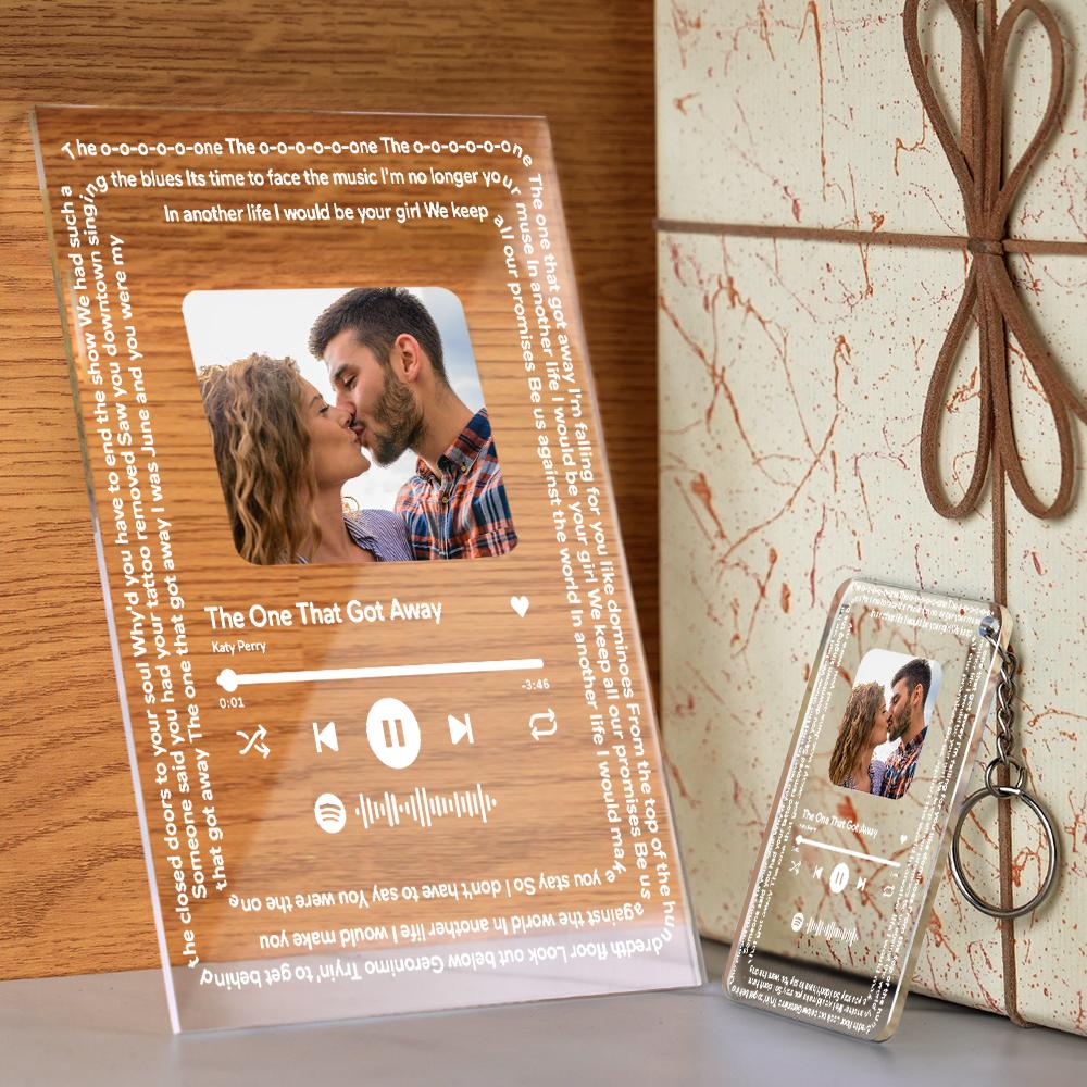 Personalized Photo Music Plaque Custom Spotify Glass Keychain/Night Light