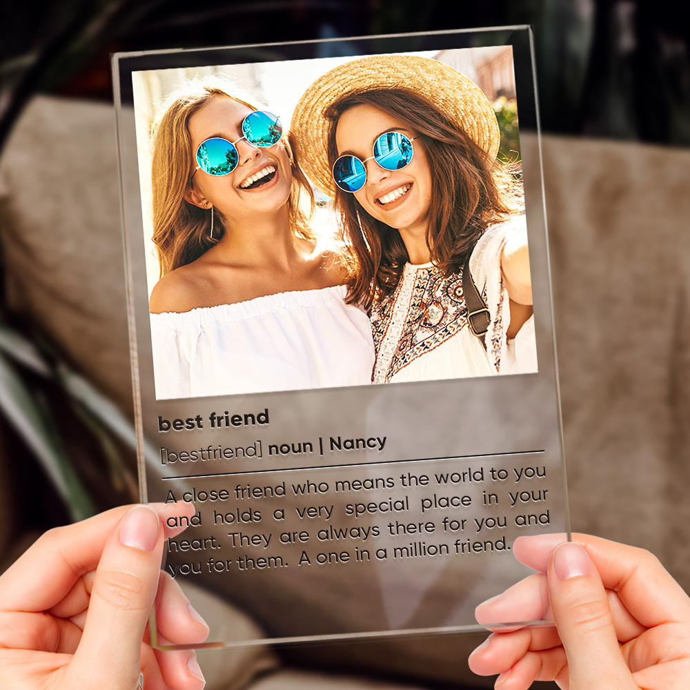 Custom Best Friend Gift, Personalized Photo Plaque w/ Wooden Stand, Bestie Gift, Acrylic Plaque, Gift for Best Friends