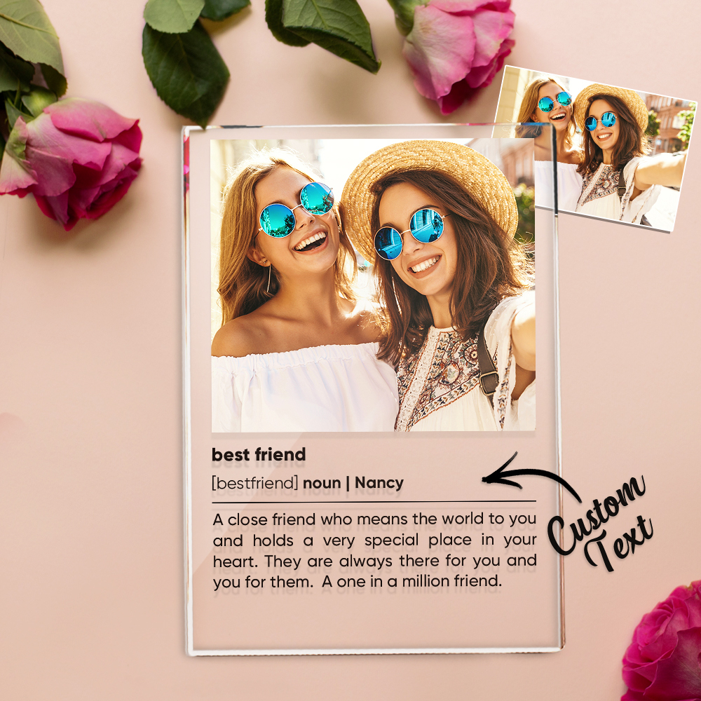 Custom Best Friend Gift, Personalized Photo Plaque w/ Wooden Stand, Bestie Gift, Acrylic Plaque, Gift for Best Friends