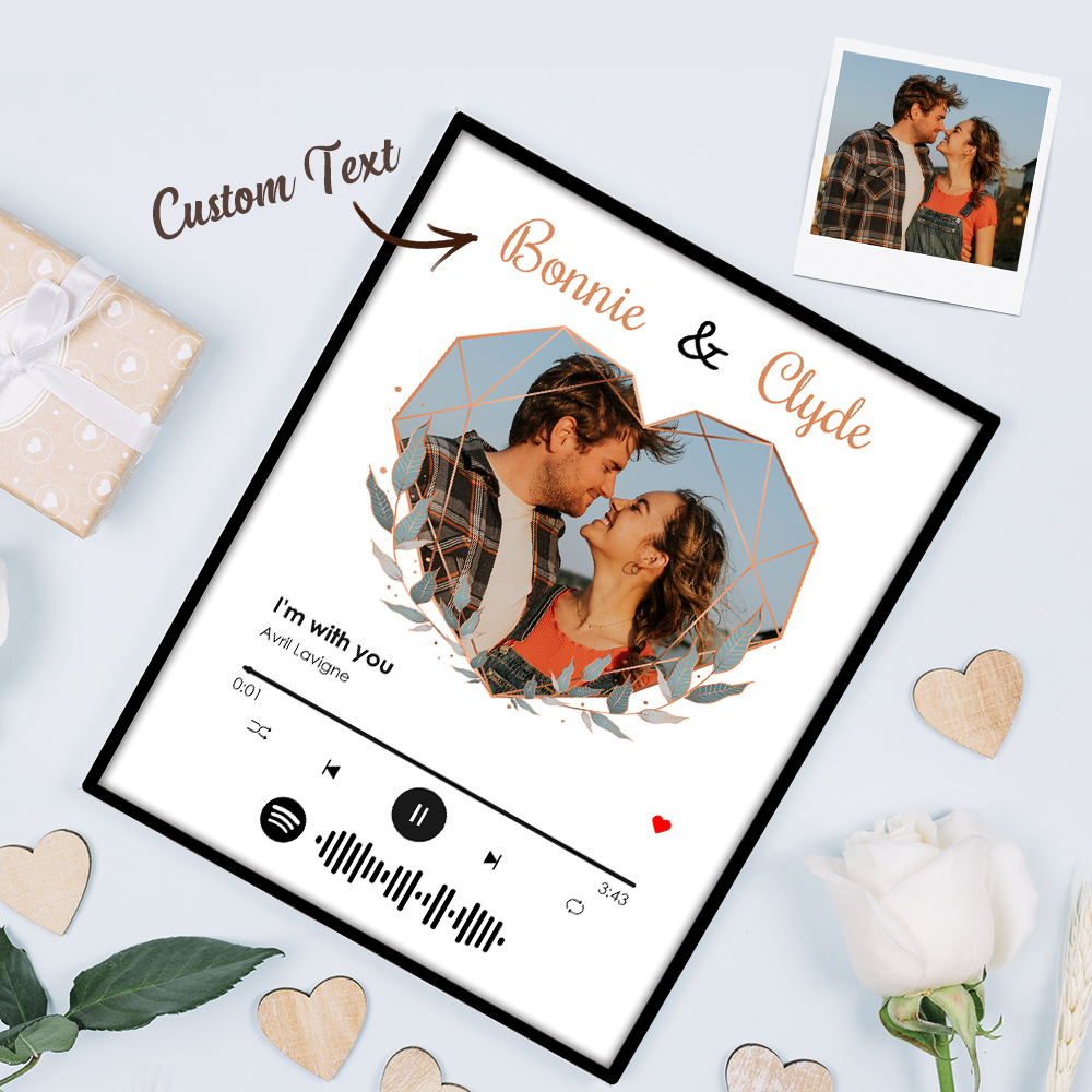 Customized Heart-Shaped Ornaments with Photo Custom Spotify Special Gifts for Lover