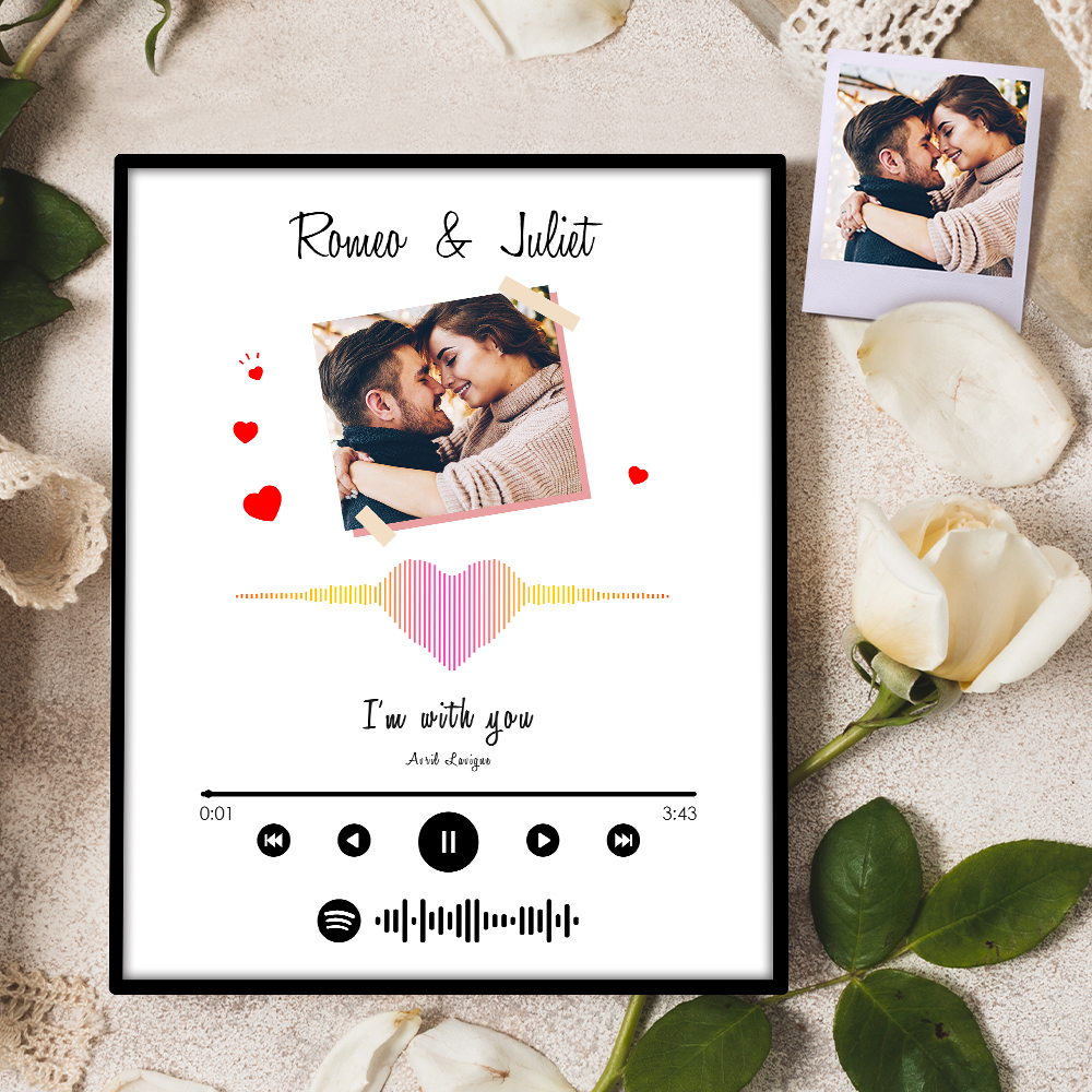 Custom Photo Ornaments Heart-Shaped Spotify Code Gift for Lover