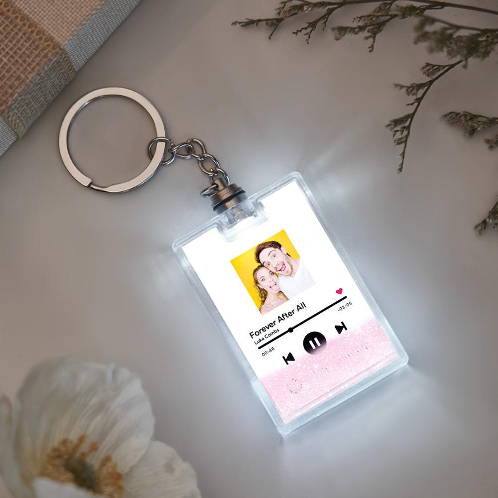 Custom Photo Scannable Spotify Code Illuminated Quicksand Keychain Gift for Any Occasion -