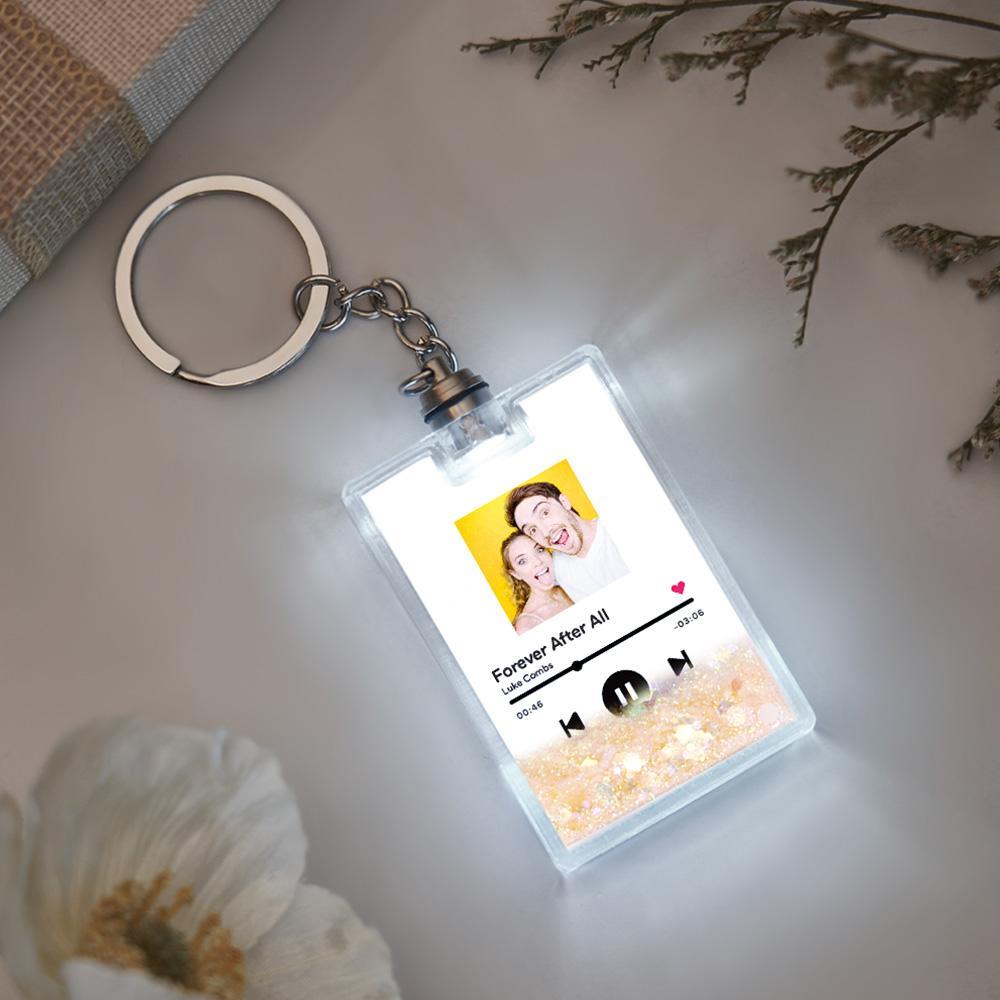 Custom Photo Scannable Spotify Code Illuminated Quicksand Keychain Gift for Any Occasion -