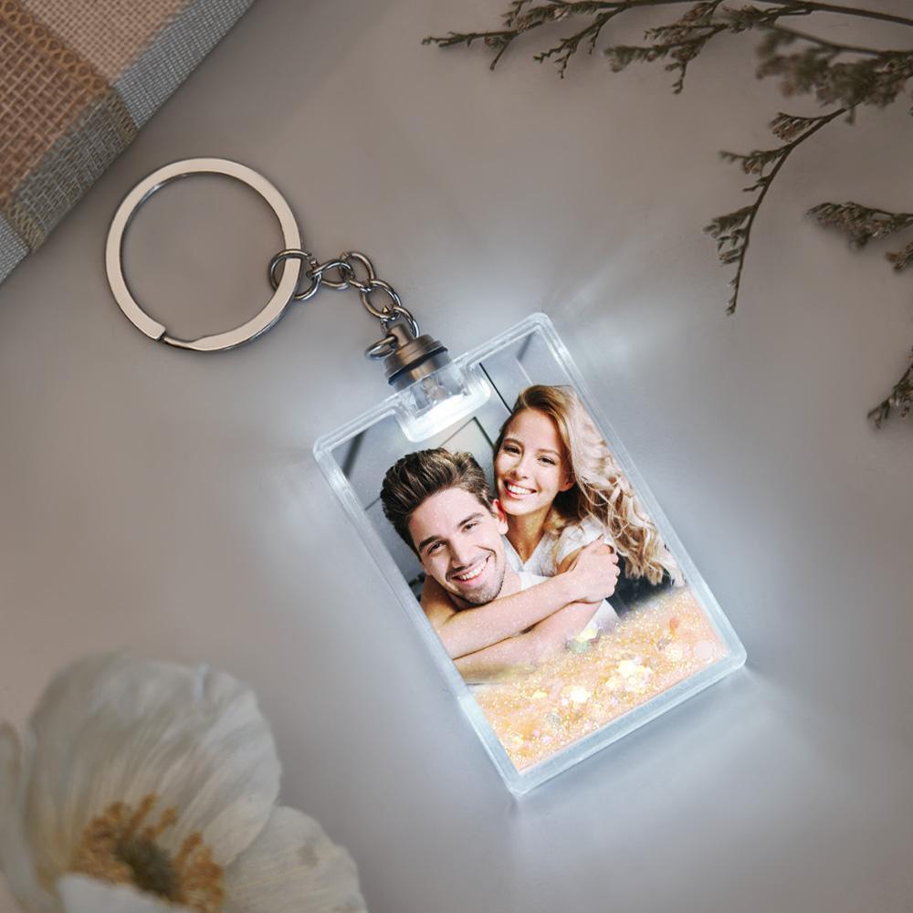Custom Photo Illuminated Quicksand Keychain Gift for Any Occasion -