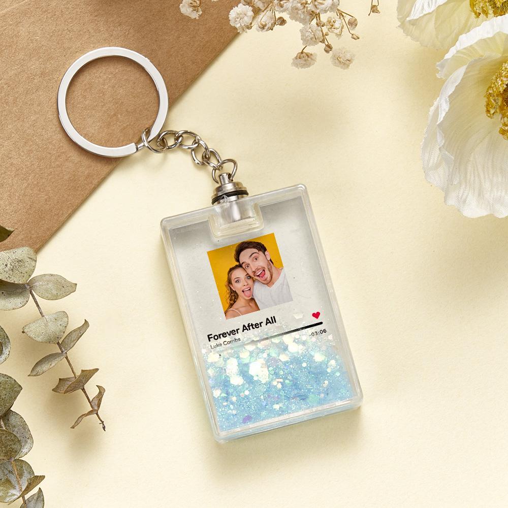 Custom Photo Scannable Spotify Code Illuminated Quicksand Keychain Gift for Any Occasion -