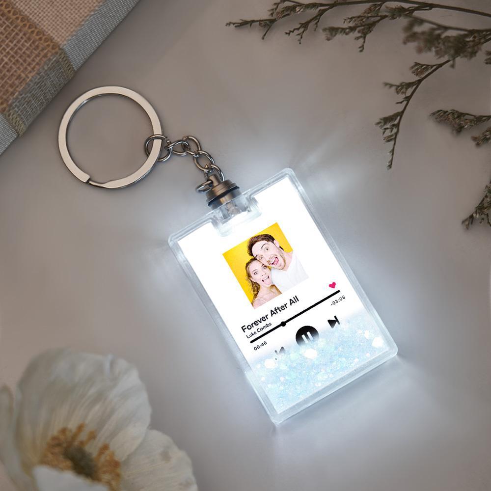 Custom Photo Scannable Spotify Code Illuminated Quicksand Keychain Gift for Any Occasion -