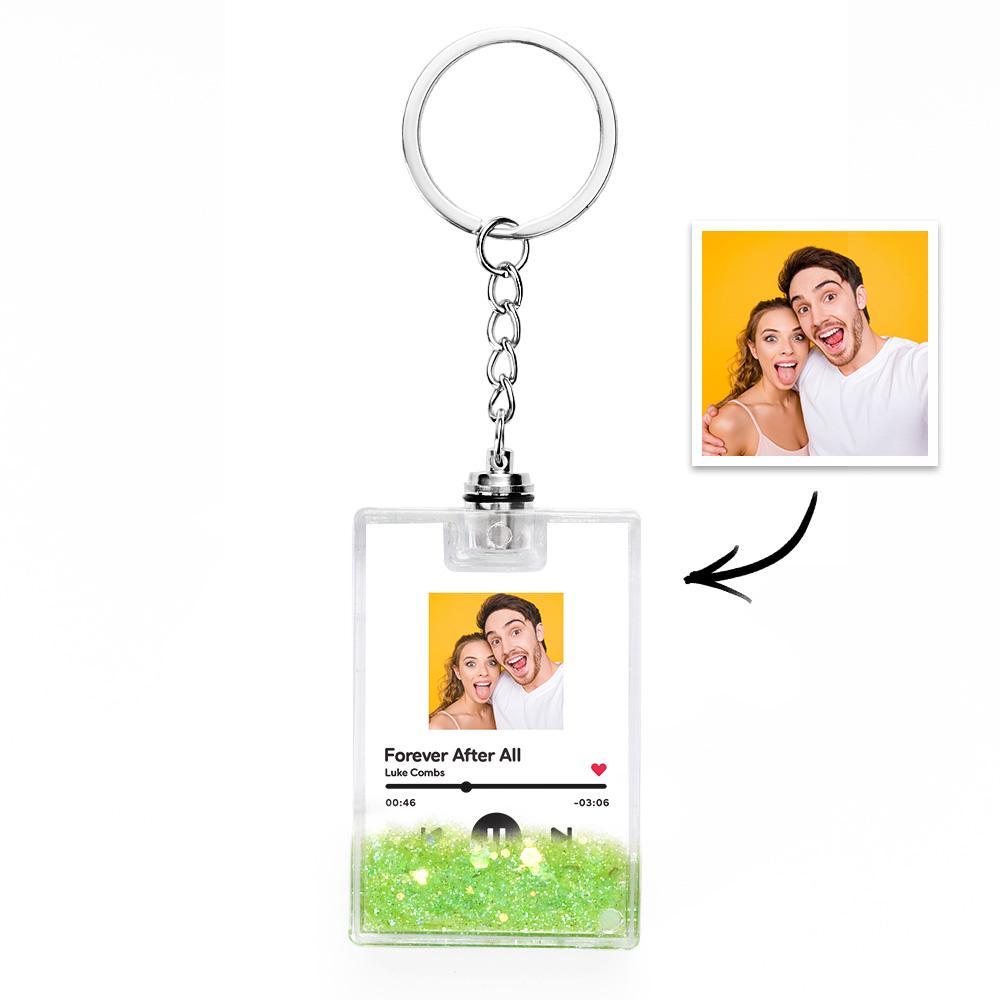 Custom Photo Scannable Spotify Code Illuminated Quicksand Keychain Gift for Any Occasion -