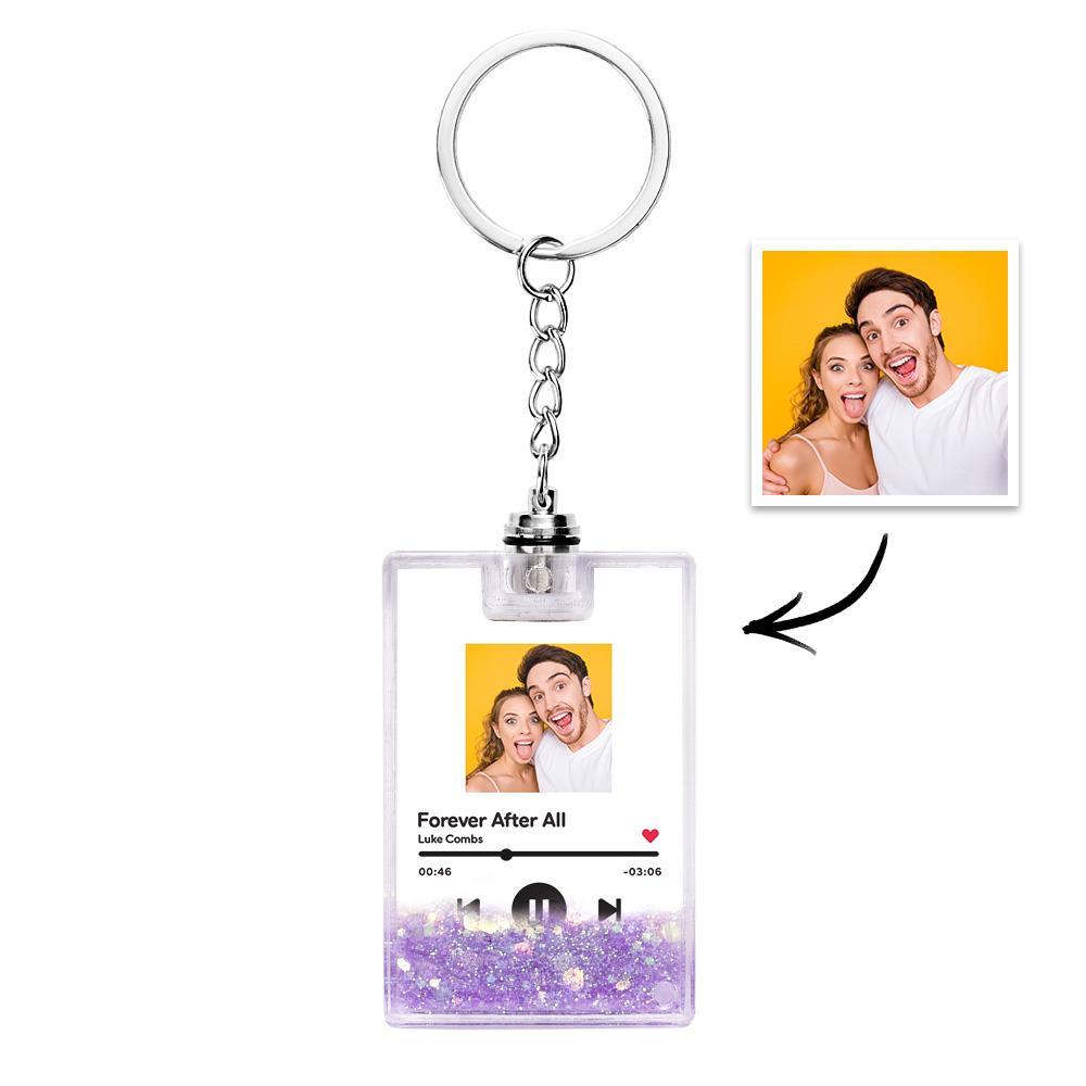 Custom Photo Scannable Spotify Code Illuminated Quicksand Keychain Gift for Any Occasion -