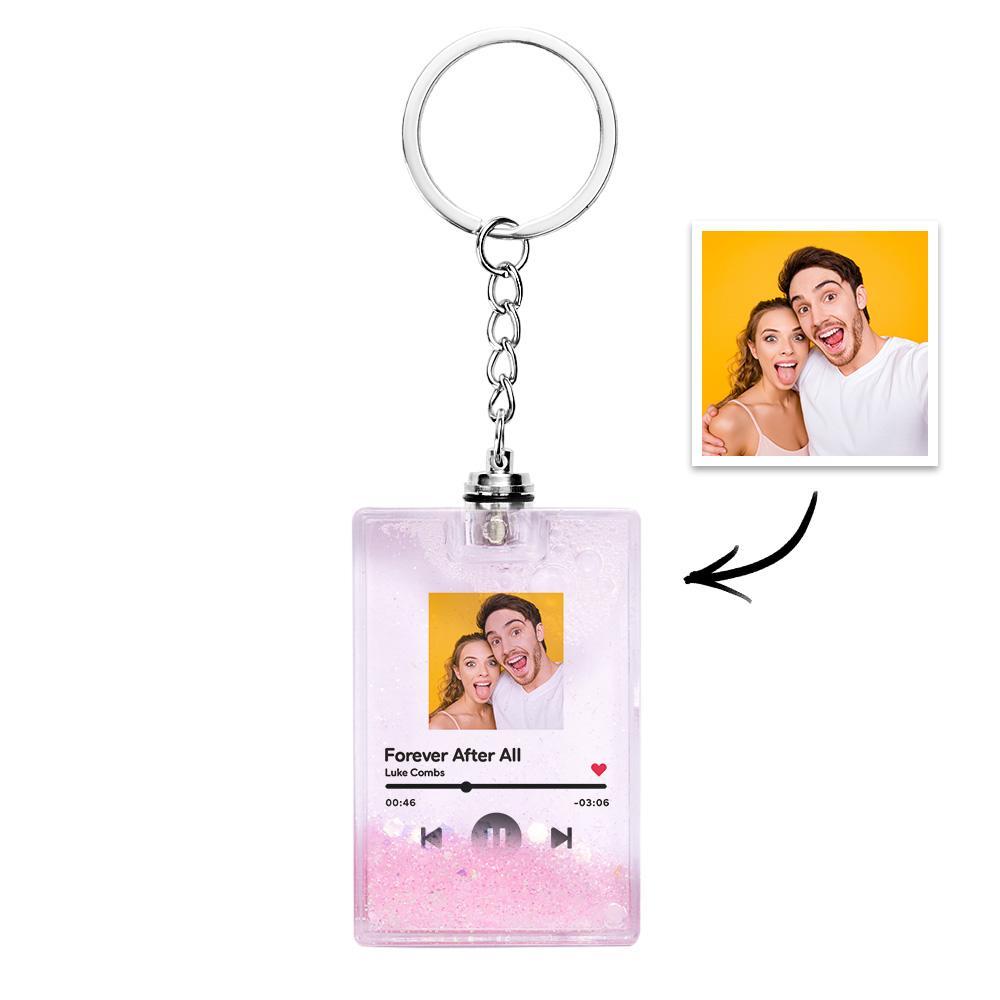 Custom Photo Scannable Spotify Code Illuminated Quicksand Keychain Gift for Any Occasion -
