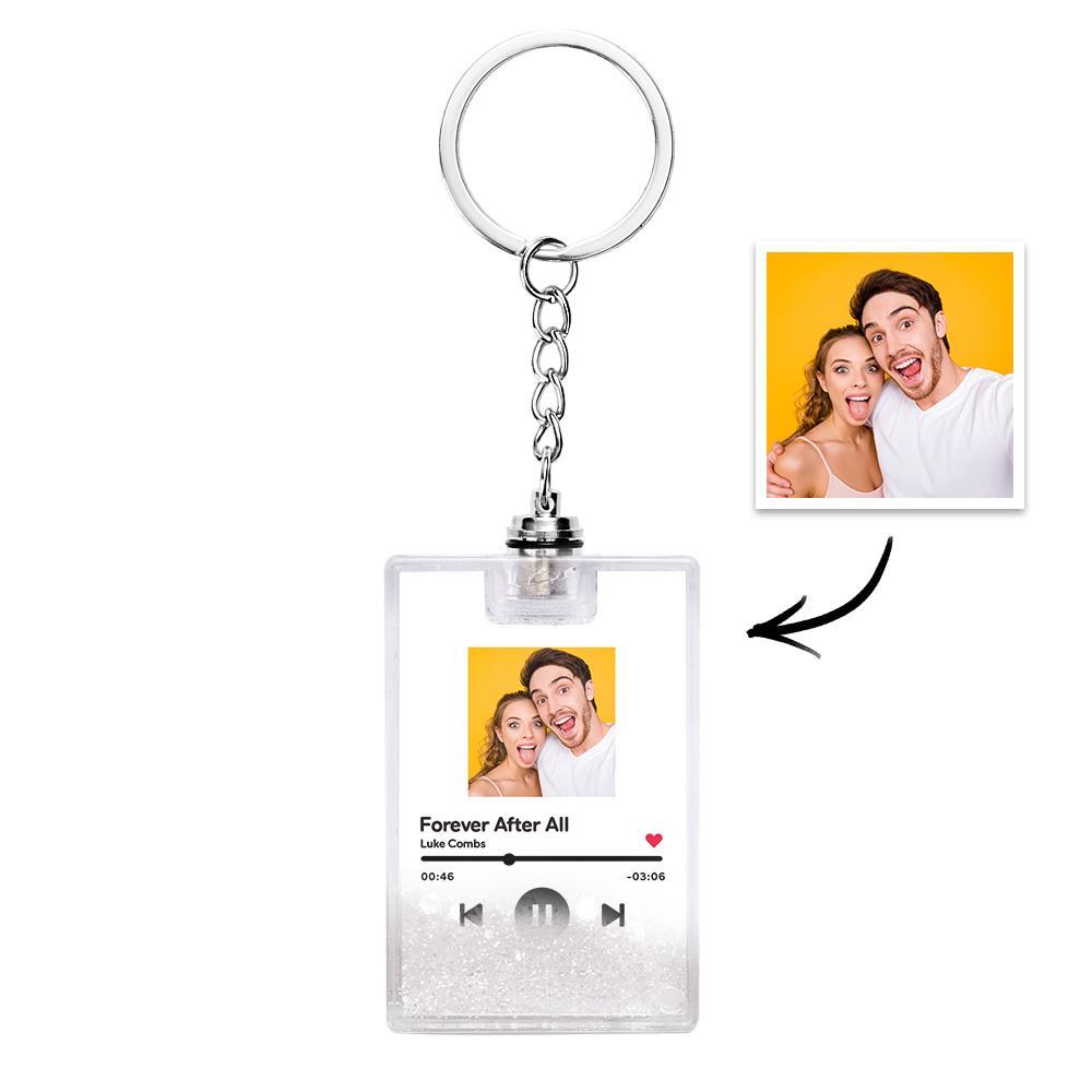 Custom Photo Scannable Spotify Code Illuminated Quicksand Keychain Gift for Any Occasion -