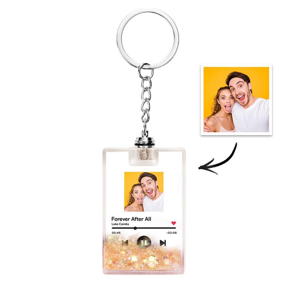 Custom Photo Scannable Spotify Code Illuminated Quicksand Keychain Gift for Any Occasion -