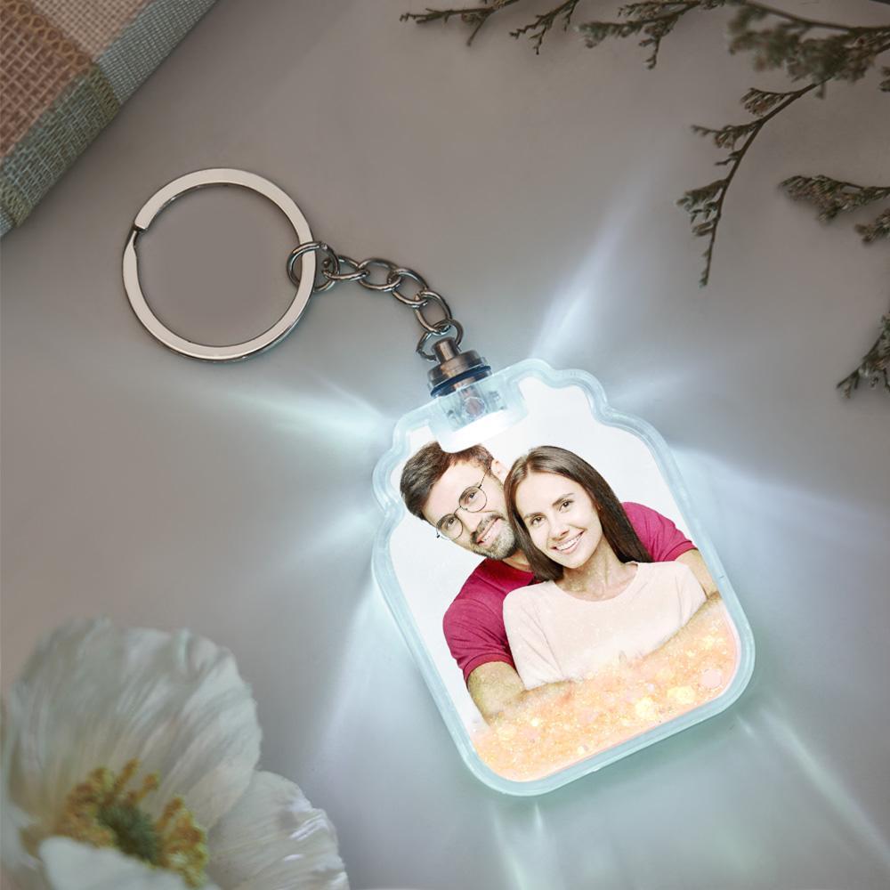 Custom Photo Quicksand Glowable Drift Bottle Shape Keychain -