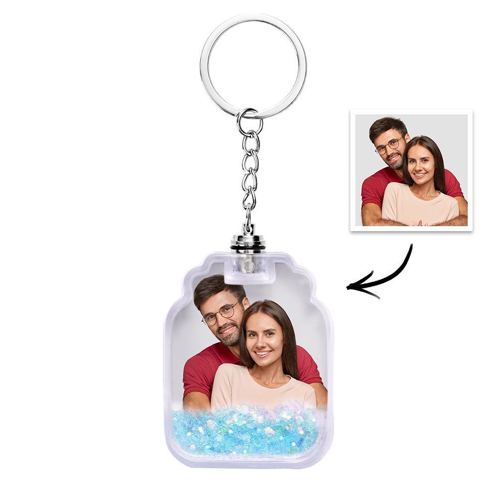 Custom Photo Quicksand Glowable Drift Bottle Shape Keychain -