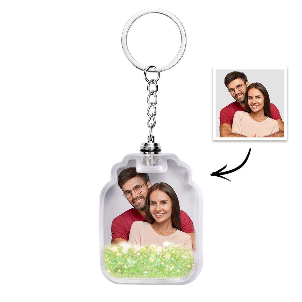 Custom Photo Quicksand Glowable Drift Bottle Shape Keychain -